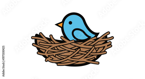 Bird sitting in a nest.