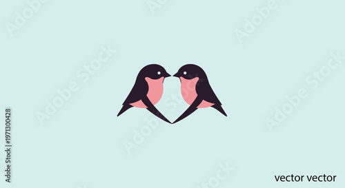 Two birds forming heart shape.