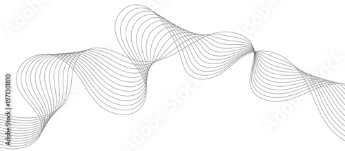 Grey wave line background with smooth flowing curves, abstract monochrome design, modern minimal stripe pattern, elegant vector backdrop.