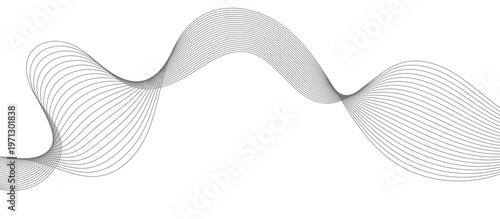 Grey wave line background with smooth flowing curves, abstract monochrome design, modern minimal stripe pattern, elegant vector backdrop.