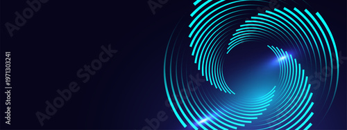 Blue abstract technology background with circular line.