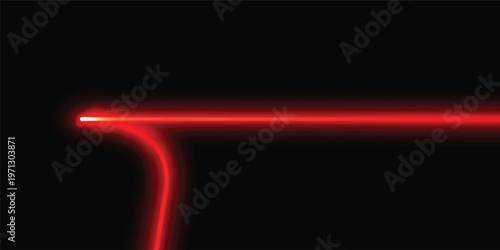 A digital art illustration features a glowing neon sign with a blue light number effect over a dark black texture backdrop with red motion wave lines and a flash ray loop design