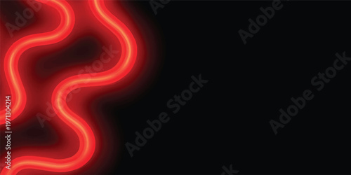 An abstract design of glowing red smoke and swirling fire lines creates a vibrant wave of energy against a dark black backdrop