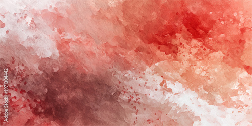 A textured red and white grunge paint design featuring an aged pink material pattern on an old paper surface with a vintage cement wall background for artistic decoration