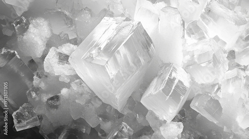 Clear Crystals on White Background Showing Natural Beauty and Structure