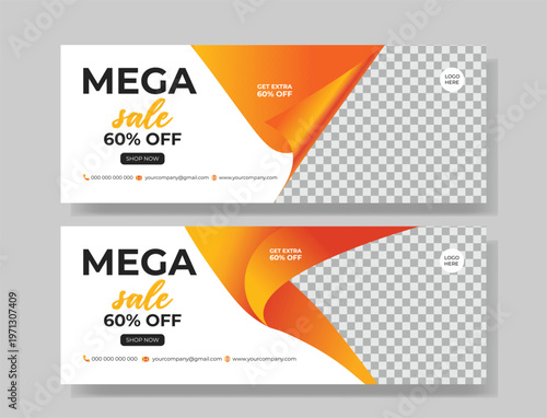 Fashion sale social media cover banner template, Web banner timeline template.