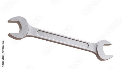 Wrench spanner isolated on white, transparent. Metal hand tool, 3d