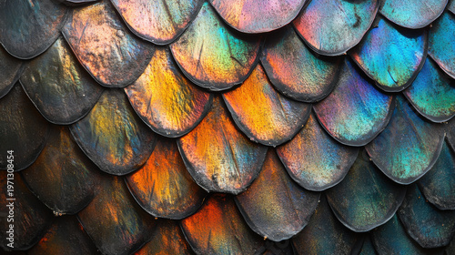 Colorful Scales Texture with Shimmering Iridescent Patterns