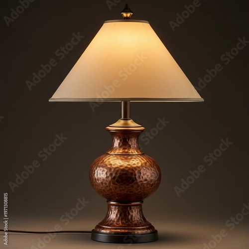 Elegant hammered copper table lamp