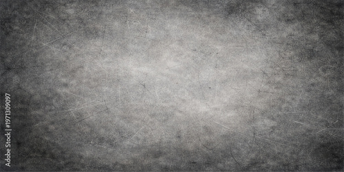 A dark and aged grunge metal texture surface with a dirty vintage pattern on a rough gray stone backdrop creates an old antique wall design