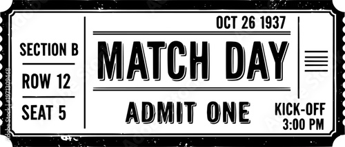 Vintage Match Day Ticket Stub Typography Vector
