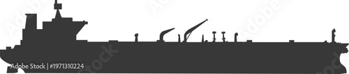 Silhouette of a Large Oil Tanker Ship Profile, Cargo Vessel for Maritime Transport and Industry