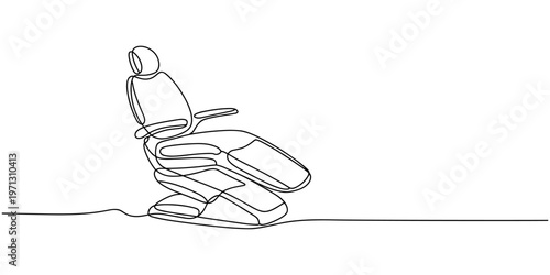 Continuous one line drawing Dentist chair. Dental health concept. Single line draw design vector graphic illustration.