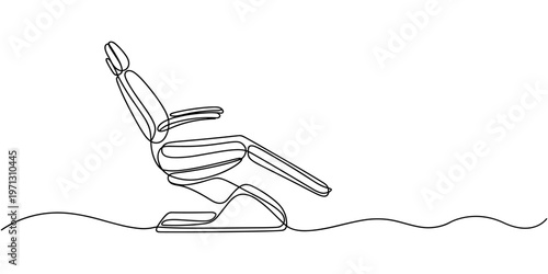 Continuous one line drawing Dentist chair. Dental health concept. Single line draw design vector graphic illustration.
