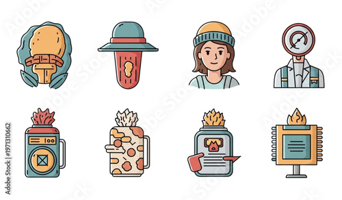 Urban gardening line icon set balcony farming rooftop garden editable stroke isolated on transparent background