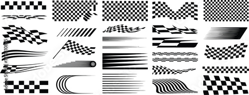 Modern black and white checkered flag vector illustration for music and film industry web design symbolising business success and technology concept art sign