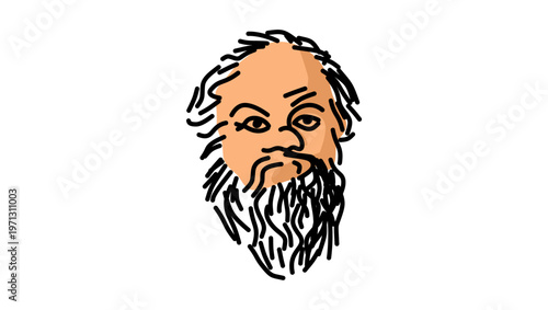 Socrates portrait, flat vector illustration