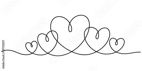 Continuous one line heart drawing vector illustration. love symbol. romantic design element. abstract line . valentine and relationship concept