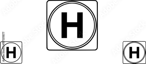 Minimalist flat vector icon of the chemical symbol for Hydrogen

