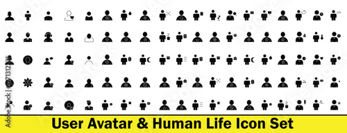 Professional User Avatar and Human Life Line Icon Set for Social Media and Account UI