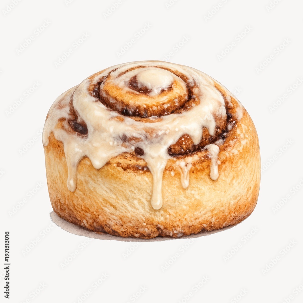 Fototapeta premium Delicious cinnamon roll illustration.