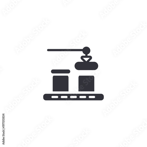 Factory production line icon representing manufacturing processes, automation systems, industrial workflow, and efficiency in mass production environments.