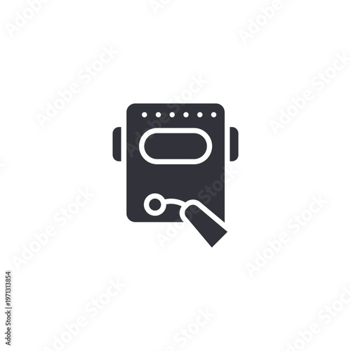 Home appliance icon with inspection detail, representing maintenance services, repair diagnostics, technical support, and household equipment servicing.