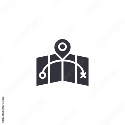 Map with location pin icon symbolizing navigation services, GPS tracking, travel guidance, route planning, and geographic positioning systems.