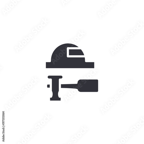 Construction worker helmet icon representing safety equipment, building services, engineering, labor protection, and industrial construction environments.