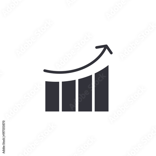 Upward trending chart icon symbolizing business growth, financial success, performance analytics, statistics, and investment progress tracking.