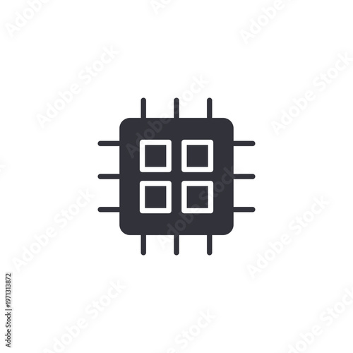 Technology microchip icon representing electronics, hardware development, semiconductor industry, digital systems, and innovation in computing technology.