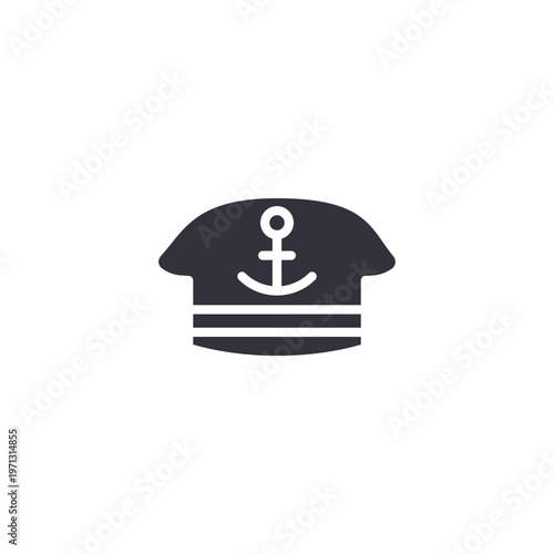 Captain hat icon symbolizing authority, leadership, maritime profession, and nautical command roles.