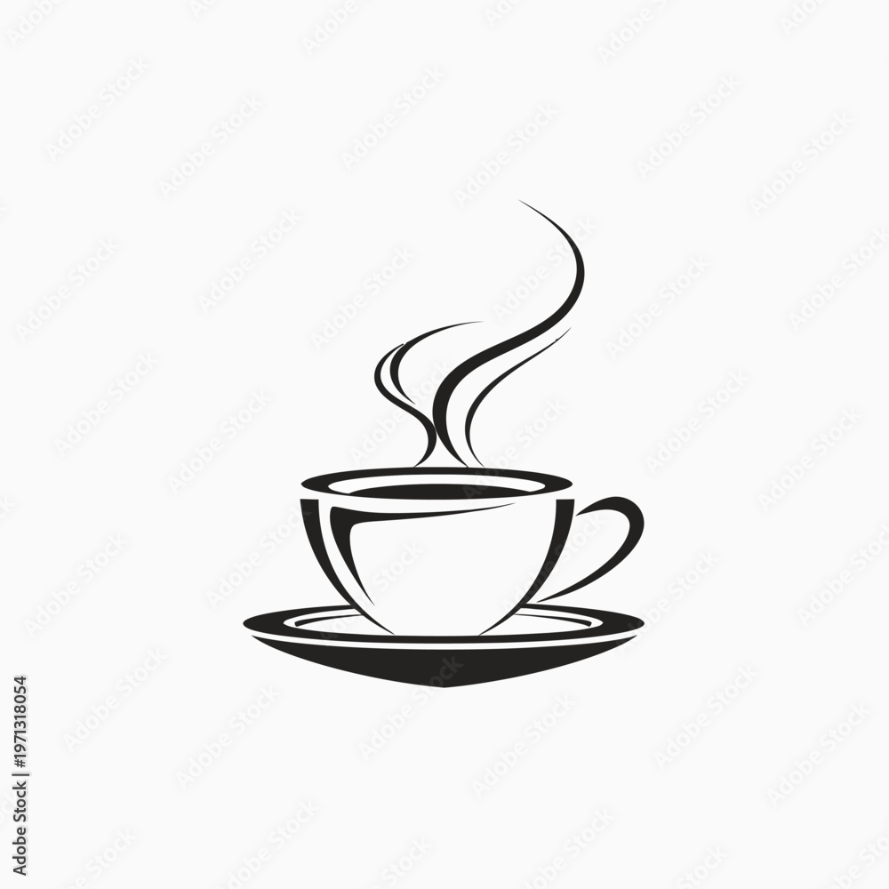Obraz premium Minimalist coffee cup illustration aroma steam design for various applications