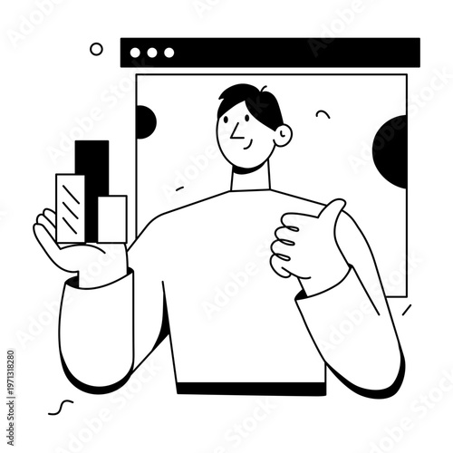 Slika na platnu A hand drawn style illustration showing a statistician