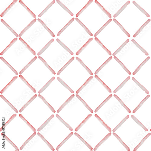 Seamless geometric pattern featuring soft watercolor brush strokes arranged in a diagonal grid, forming a light and modern lattice design. for backgrounds, textiles, stationery, packaging, and minimal