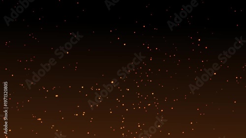 Flying sparks and coals from a fire. abstract glowing particles of burning fire and smoke on a black background, bonfire flares