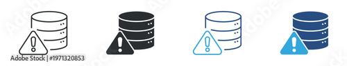 Data Issue Icon Set, Database Error and System Alert Symbols, Server Problem and Data Warning Icons, Vector Illustration