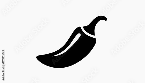 Chili pepper icon illustration with curved silhouette spicy food heat symbol design