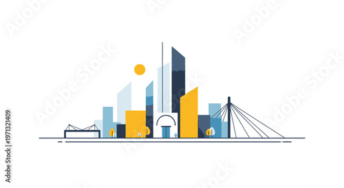 Cityscape, urban landscape, city skyline, modern architecture, vector illustration