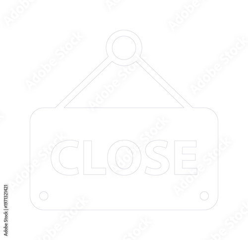 Minimalist close sign vector icon, simple white outline business status indicator, modern shop closure graphic element for web and app design