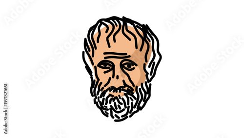 Aristotle portrait, flat vector illustration