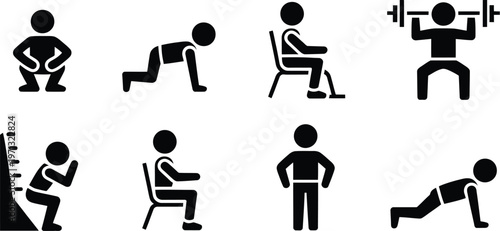 Set of fitness and exercise icons