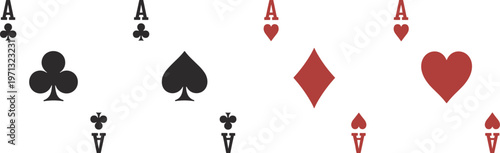 Playing card ace symbols set spade heart diamond club vector illustration isolated design elements