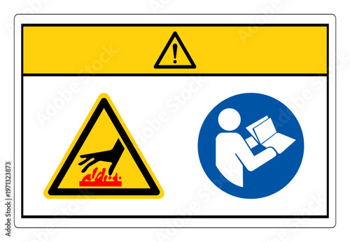 Caution Hot Surface Refer Instruction Manual Booklet Symbol Sign, Vector Illustration, Isolate On White Background Label.EPS10
