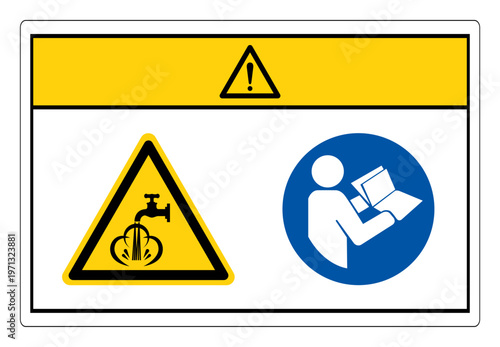 Caution Hot Liquids Refer Instruction Manual Booklet Symbol Sign, Vector Illustration, Isolate On White Background Label.EPS10
