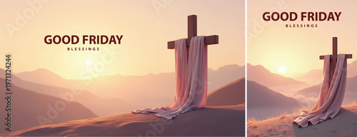 Elegant Good friday with cross background, Good friday holy week background for banner and social meida templat