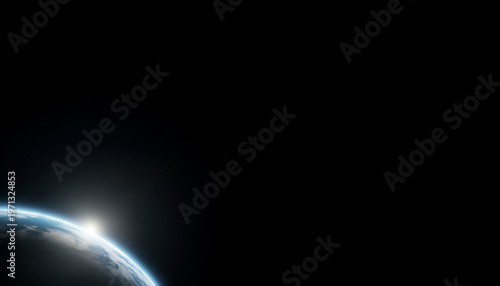 Illuminated Earth from Space Showcasing Sunrise Over the Horizon with a Dark Background