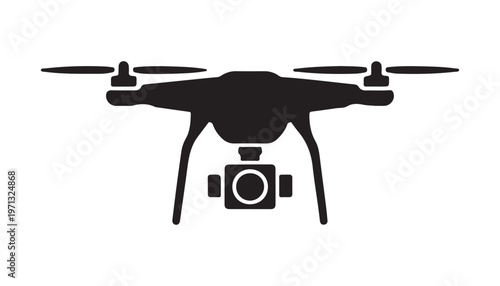 Drone with camera icon, illustrating aerial photography and video capture capabilities.