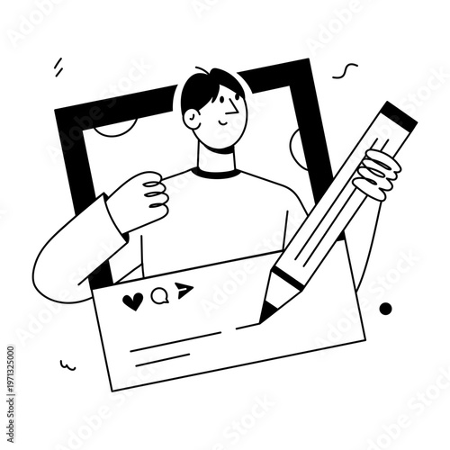 A hand drawn style illustration showing a character giving speech