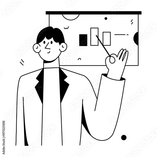 A hand drawn style illustration showing a character giving speech